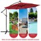 Costway 10FT Cantilever Solar Powered 32LED Lighted Patio Offset Umbrella Outdoor Red\Beige\Coffee\Blue\Navy